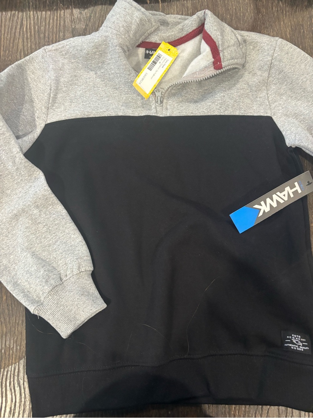Hawk kids Gray & Black Quarter-Zip Pullover Sweater NWT